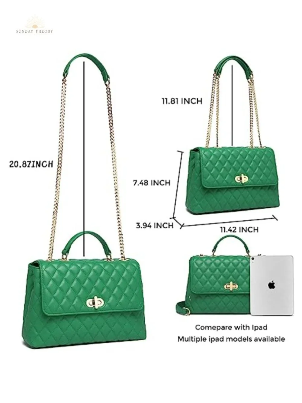 Quilted Crossbody Bag Faux Leather Shoulder Handbag Flap Gold Hardware Chain